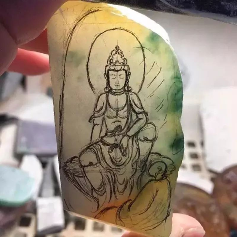 佛系精美玉雕手绘素材手稿欣赏