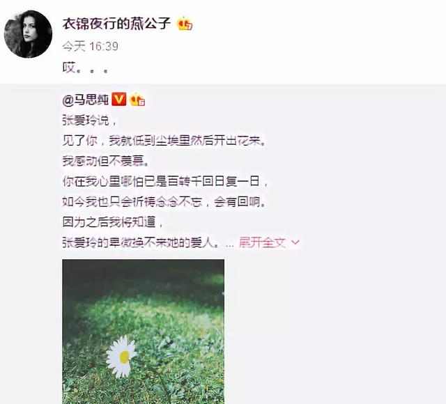 马思纯脸丢大了！发假的张爱玲语录被怼，还跟网红大V展开骂战！