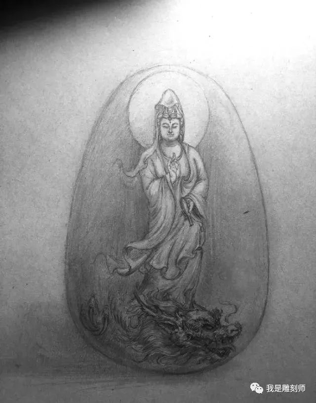 我是雕刻师，玉雕素描设计手稿素材