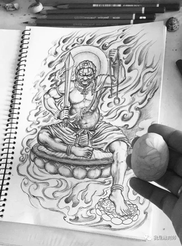 我是雕刻师，玉雕素描设计手稿素材