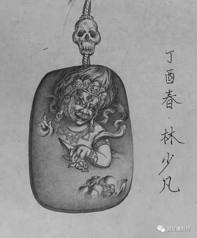 我是雕刻师，玉雕素描设计手稿素材