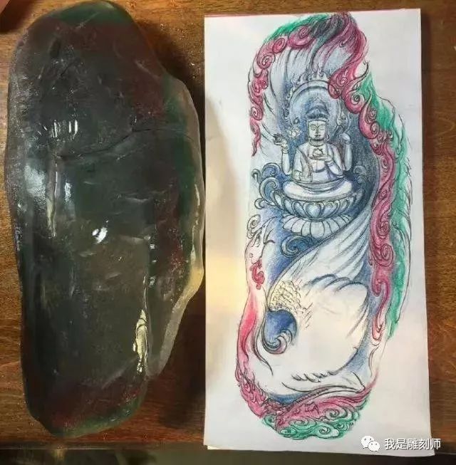 我是雕刻师，玉雕素描设计手稿素材