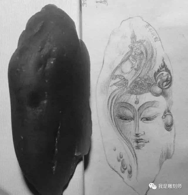 我是雕刻师，玉雕素描设计手稿素材
