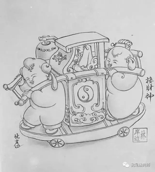 我是雕刻师，玉雕素描设计手稿素材