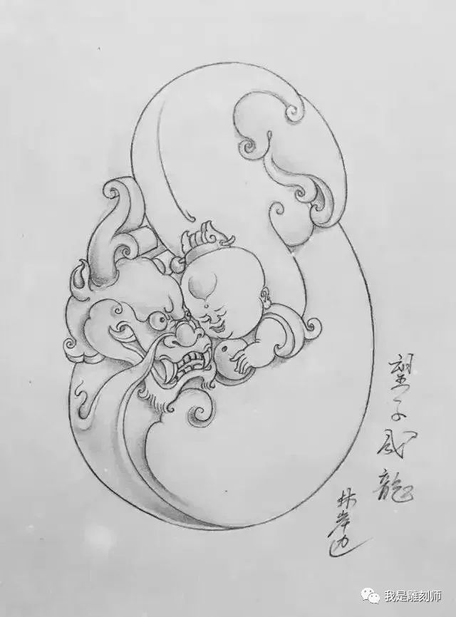 我是雕刻师，玉雕素描设计手稿素材
