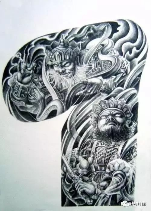 我是雕刻师-素描手稿,半甲纹身雕刻素材