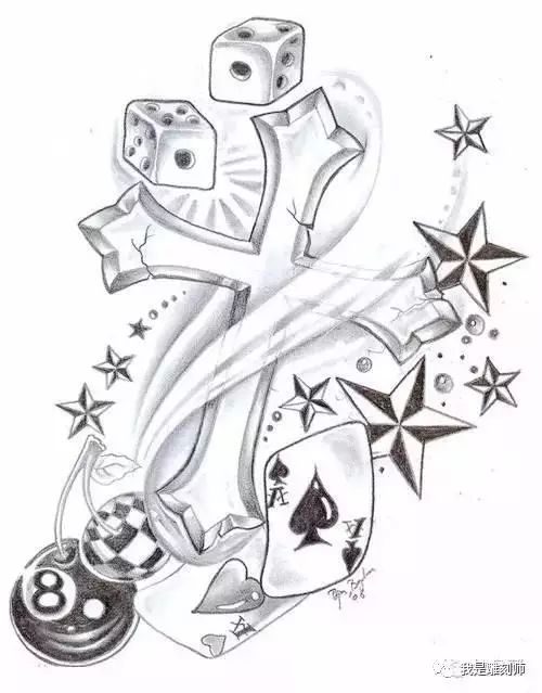我是雕刻师=素描手稿:十字架纹身雕刻流程bimv素描素材图片