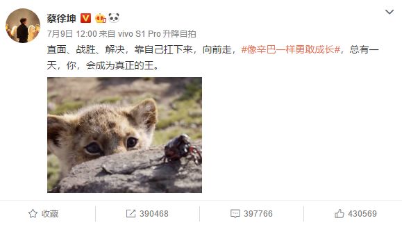 为《狮子王》站台的明星那么多，为什么只有蔡徐坤被骂？