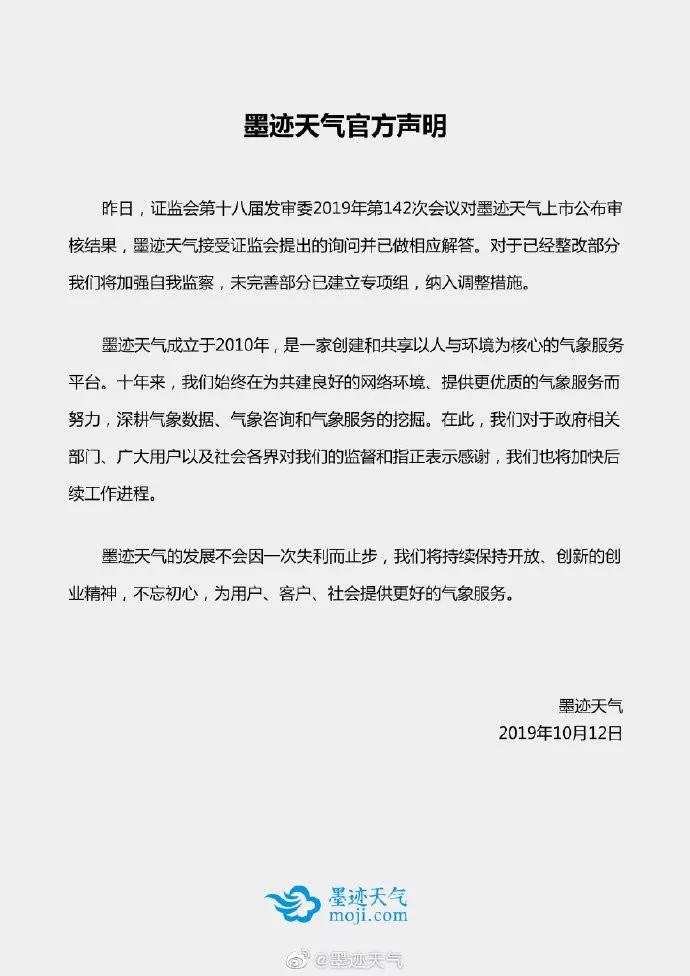 墨迹天气回应过会被否：已对询问做出解答，不会因一次失利而止步(图2)