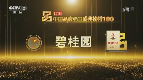 碧桂园入选央视“2019中国品牌强国盛典·榜样100”
