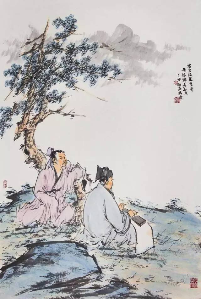 孙峰国画人物古人衷情山水雅士情怀浓郁