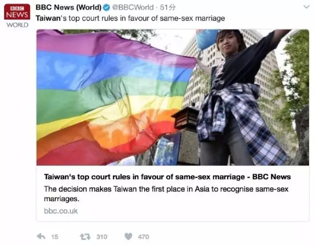 台湾同性婚姻合法！祝福相爱的人都能手牵手走在阳光下