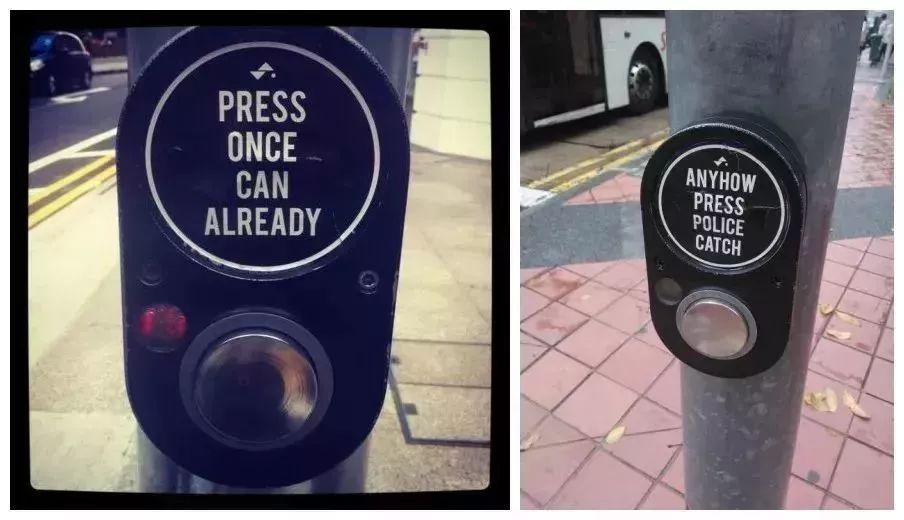 只按一次就好press for green man变灯速度就会变快很多比如,据说按钮