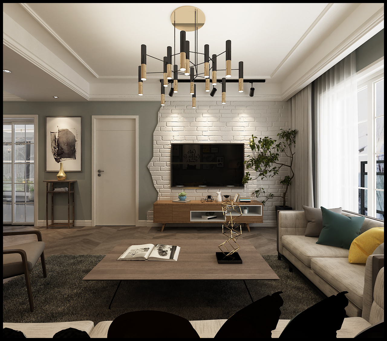 90后的现代风格三居室装修效果图