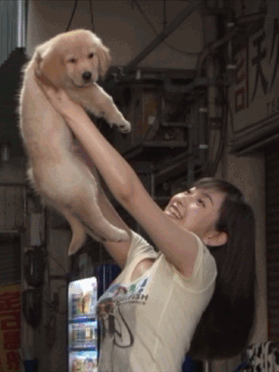 浪女GIF：今天不只风大，浪也挺大的！