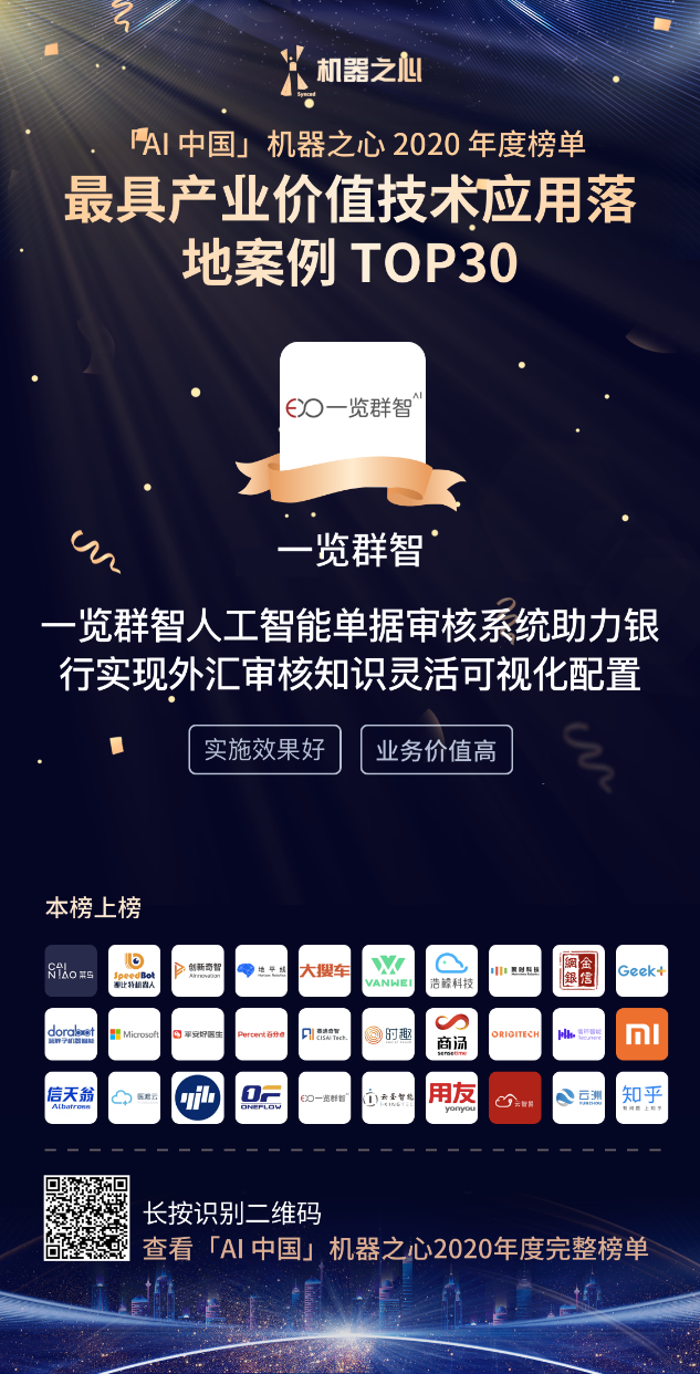 一览群智荣获机器之心“AI中国·最具产业价值技术应用落地案例TOP30”