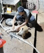 爆笑动图图片：哥们，你水枪玩的很认真哦！