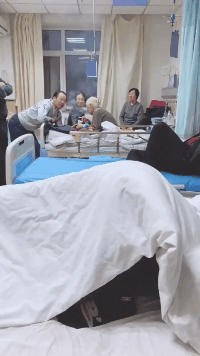 搞笑动图图片：老鼠扛刀，满街找猫