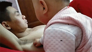 GIF图：人类幼崽，几家欢喜几家愁！