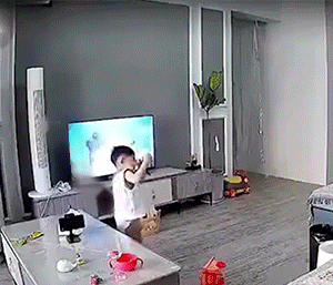 GIF图：人类幼崽，几家欢喜几家愁！