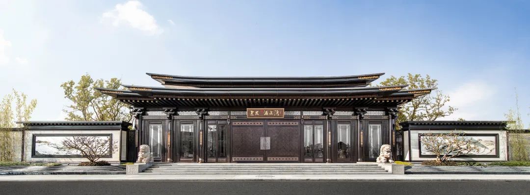建发每次拿出的新中式产品,都各具特色,传神大气的门头,师仿名园的